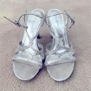 Kelley & Katie silver strappy heels